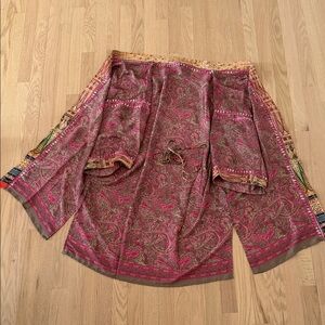 Paisley Women's Robe in Pink and Gold Accents